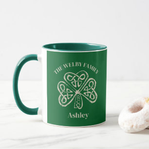 Irish Family Name Vintage Celtic Shamrock Custom Mug