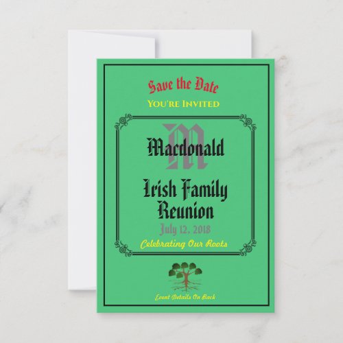 Irish Family Reunion Any Name Date Green Invites