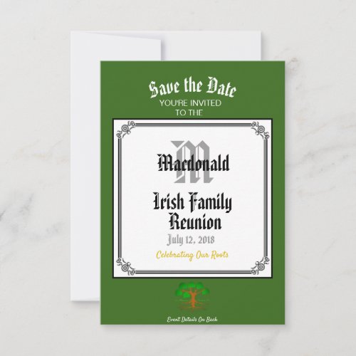Irish Family Reunion Any Name Date Green Save The Date