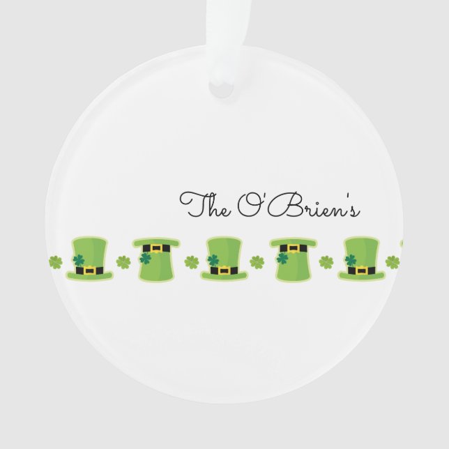 Irish Family Shamrock Green Hat Keepsake Ornament (Front)