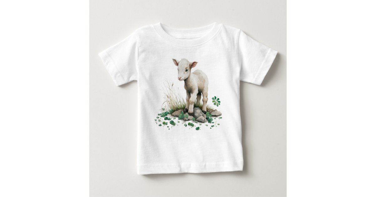 Irish Farmhouse, Cute Lamb in Clover Baby T-Shirt
