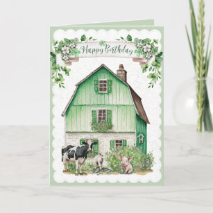 Irish Farmhouse   Green Barn   Birthday Card