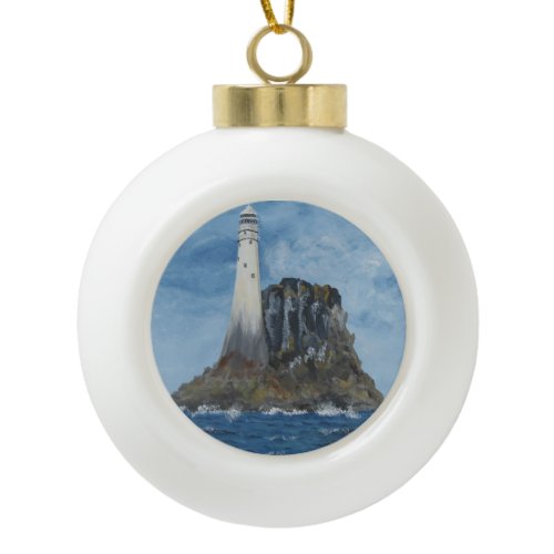 Irish Fastnet Lighthouse, County Cork, Ireland  Tr Ceramic Ball Christmas Ornament