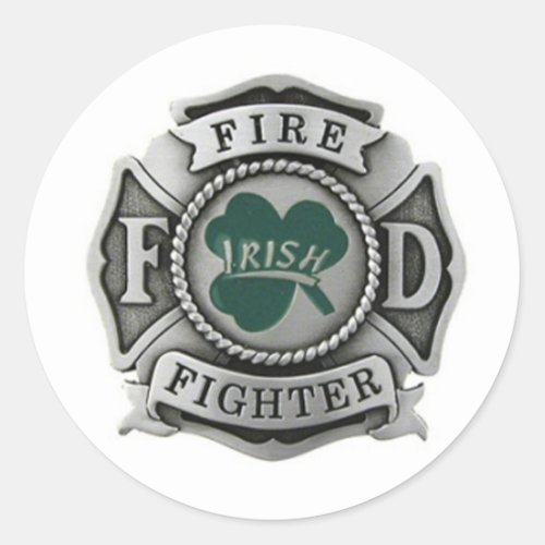 Irish Firefighter Badge Classic Round Sticker