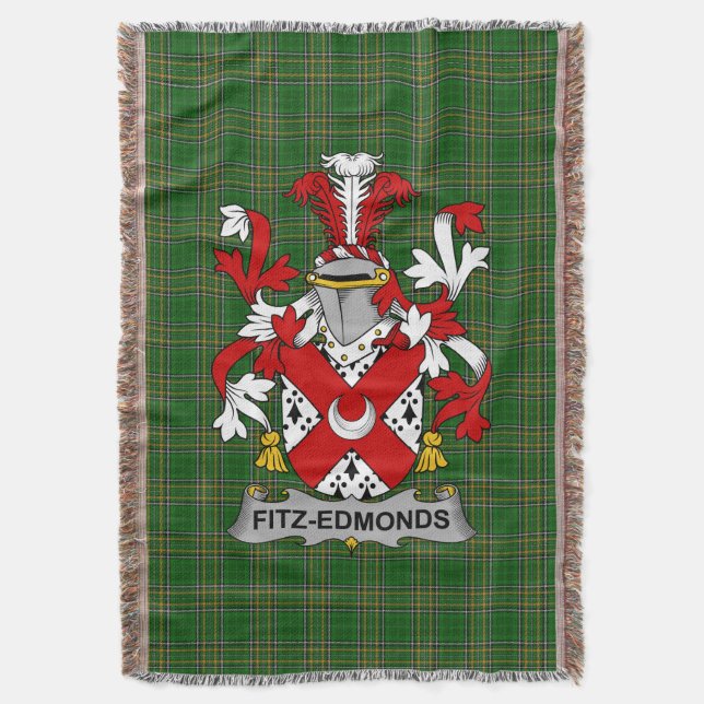  Irish Fitz-Edmonds Coat of Arms Family Crest Irel Throw Blanket (Front Vertical)