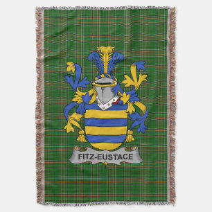 Irish Fitz-Eustace Coat of Arms Family Crest Irel Throw Blanket