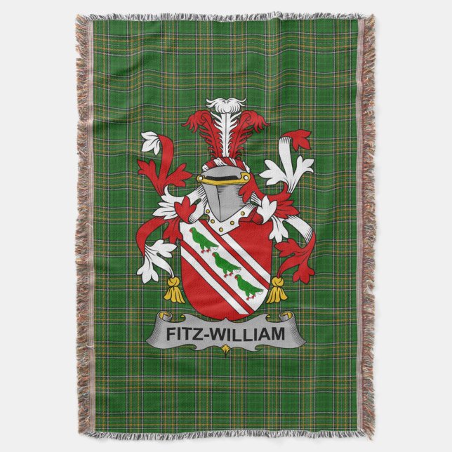  Irish Fitz-William Coat of Arms Family Crest Irel Throw Blanket (Front Vertical)