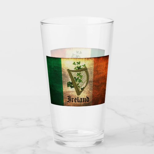 Irish Flag and Harp Glass