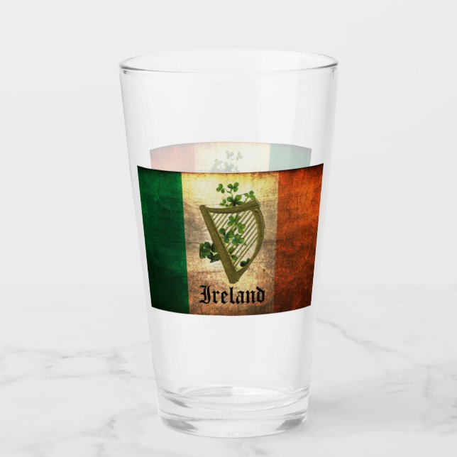 Irish Flag and Harp Glass (Front)