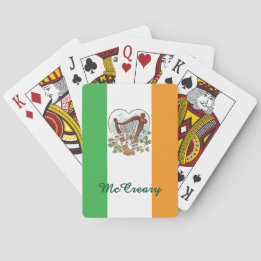 Irish flag and Vintage Harp and Shamrock Custom Poker Cards