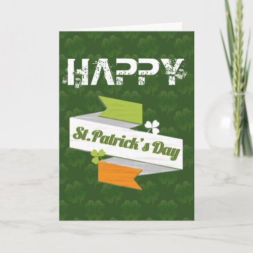 irish flag banner St Patricks day card