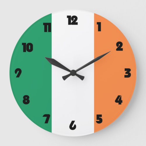 Irish Flag Black Fat Numbers wccnt Large Clock