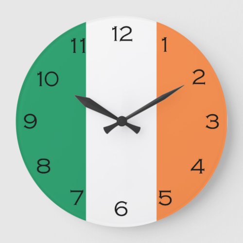 Irish Flag Black Numbers WC arc1 Large Clock