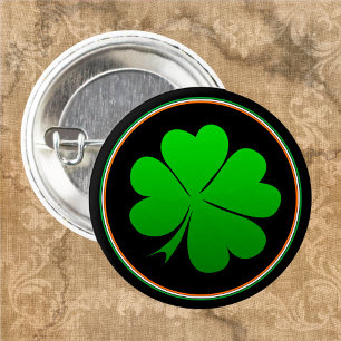 Irish Flag Button, Lucky Clover Ireland / St Paddy Button
