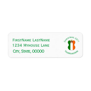 Irish Flag Christmas Angel Personalized Label