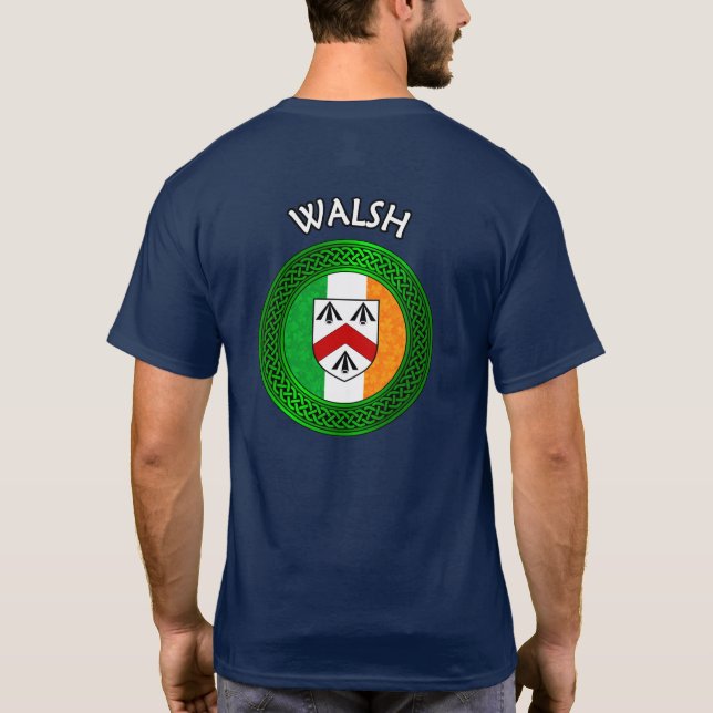 Irish Flag Clover Celtic Knot - Walsh T-Shirt (Back)