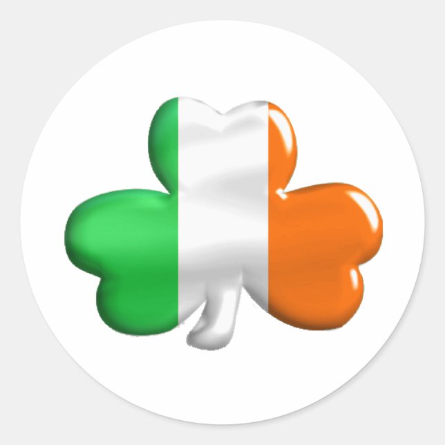 Irish Flag Clover Classic Round Sticker (Front)