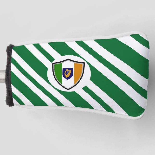Irish flag-coat arms golf head cover (Front)