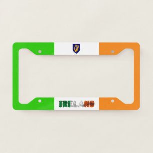 Irish flag-coat of arms license plate frame