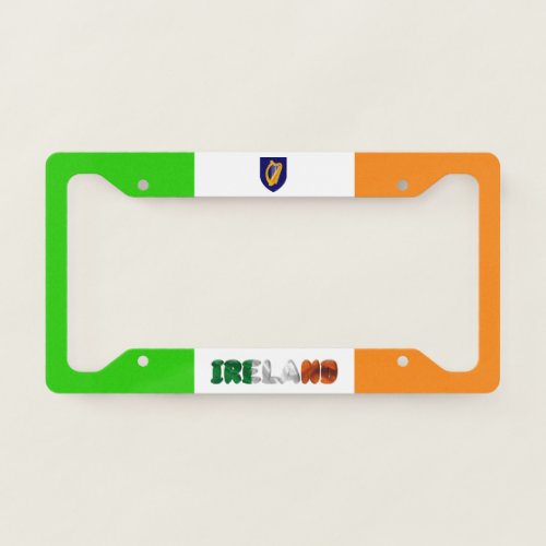 Irish flag_coat of arms license plate frame