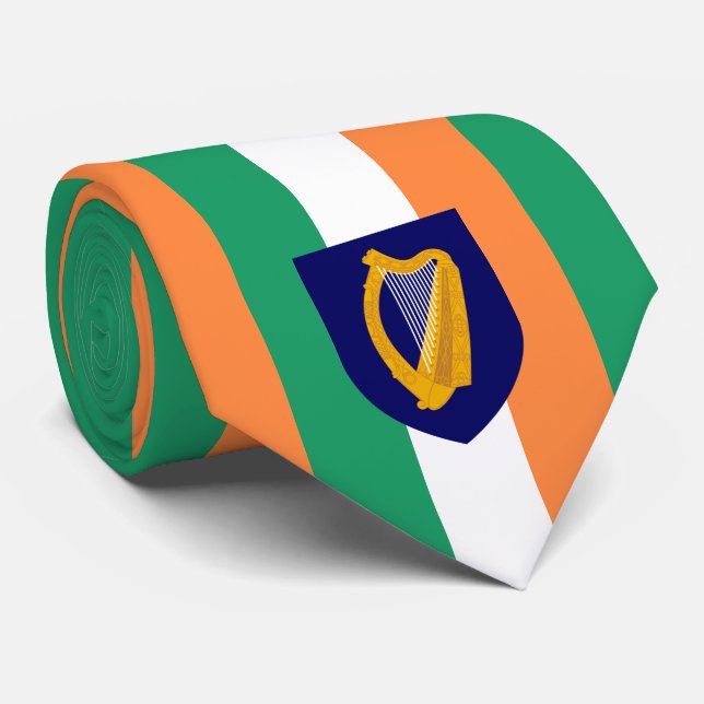 Irish Flag & Coat of Arms, Republic of Ireland Neck Tie (Rolled)