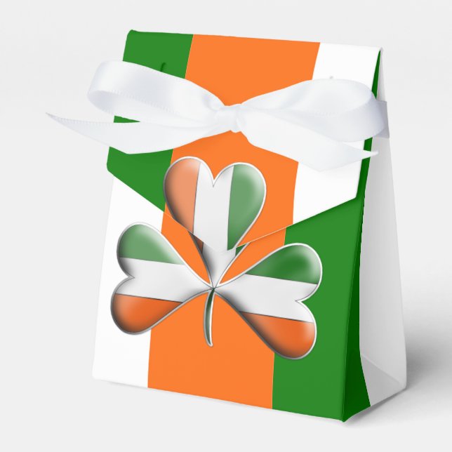 Irish Flag Colored Shamrock Favor Boxes (Front Side)