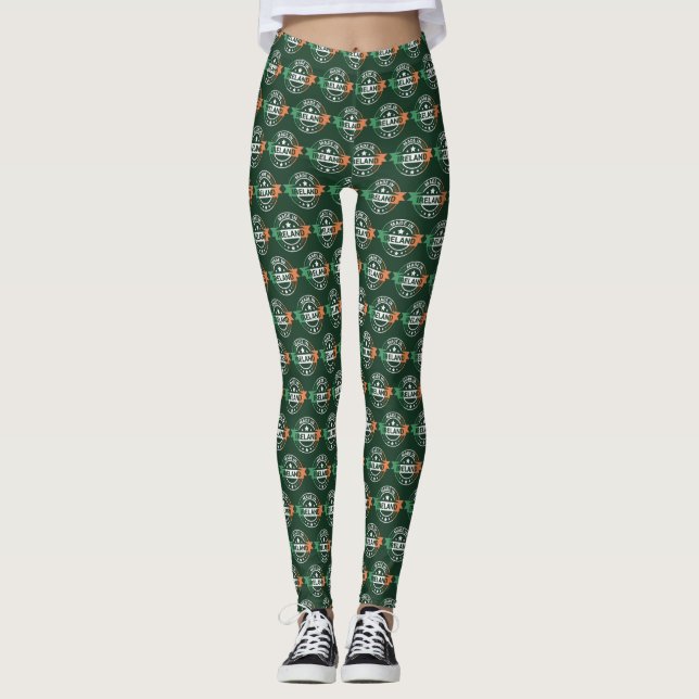 Irish Flag Colors Made in Ireland St. Patrick Leggings (Front)