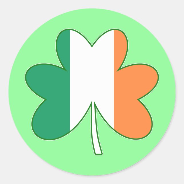 Irish Flag Colour Shamrock Classic Round Sticker (Front)