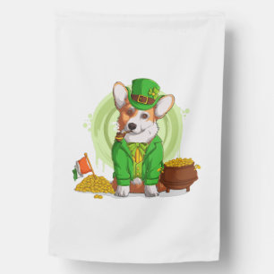 Irish Flag Corgi Dog Smoking a Pipe, Shamrock St P