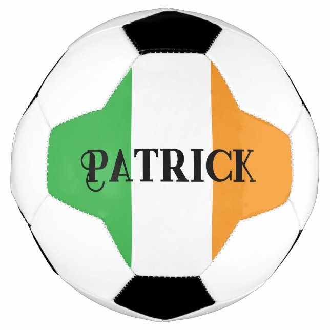Irish Flag Custom Name Green and Orange Soccer Ball (Front)