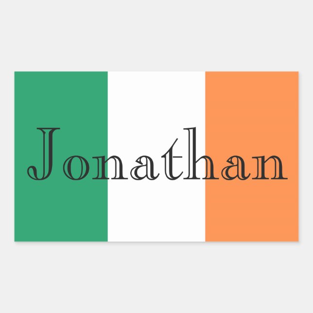 Irish Flag Customisable Name stkcn Rectangular Sticker (Front)