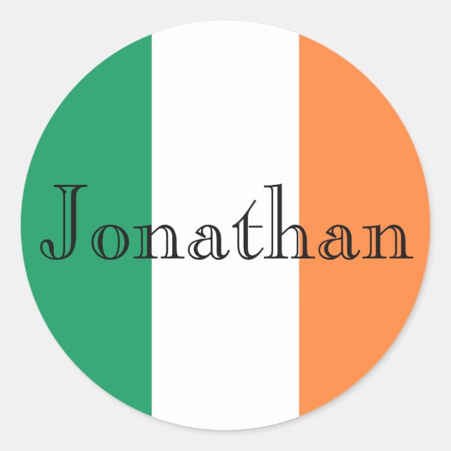 Irish Flag Customisable Name stkt Classic Round Sticker (Front)