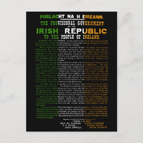 Irish Flag Easter Rising 1916 Proclamation Holiday Postcard