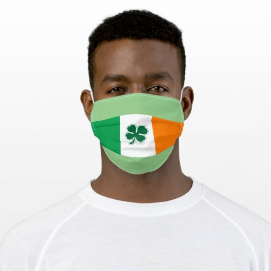 Irish Flag Face Mask with Four Leaf Clover (Worn)