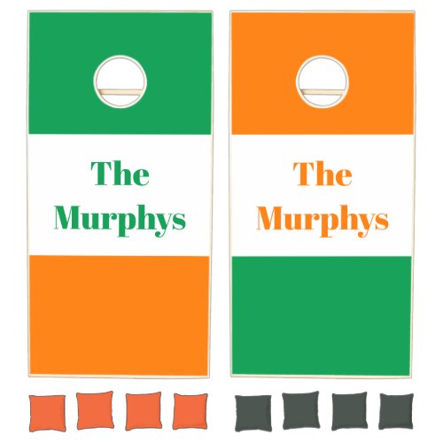 Irish Flag Family Monogram Cornhole Set