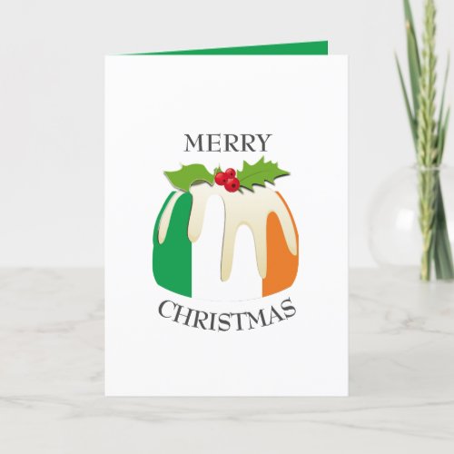 IRISH FLAG  Festive Plum Pudding  Christmas Holiday Card