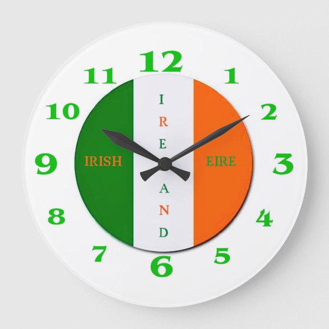 Irish Flag for Round-Large-Wall-Clock Large Clock (Front)