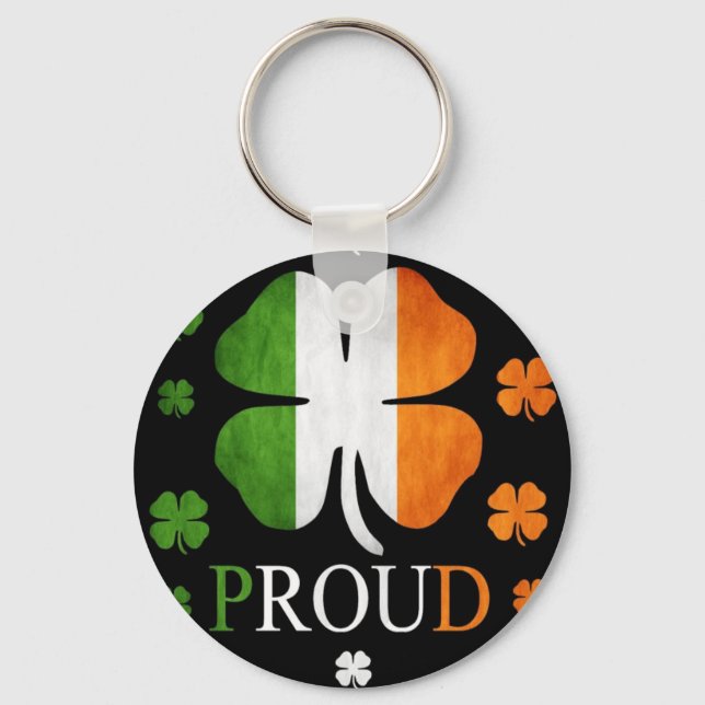 Irish flag four leaf clover keychain (Front)