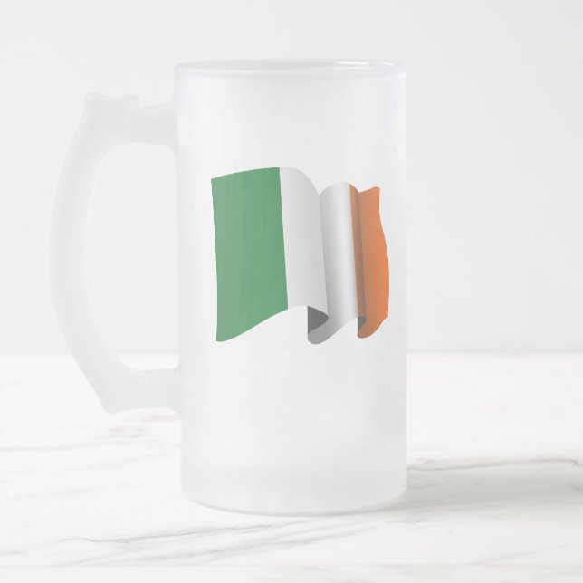 Irish Flag Frosted Glass Beer Mug (Left)