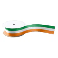 Irish Flag Ribbon of orange, green and white stripes on 7/8 white  grosgrain ribbon, 10 Yards