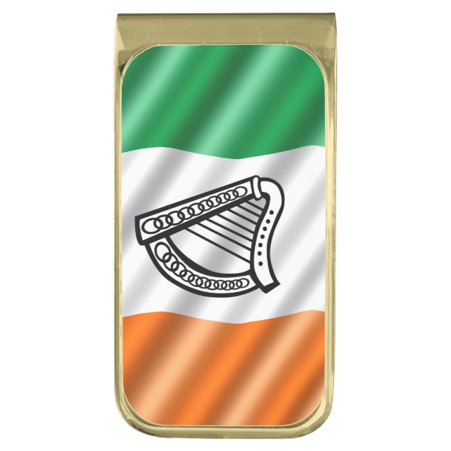 Irish flag gold finish money clip (Front Vertical)