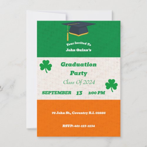 Irish Flag Graduation Party Invitation