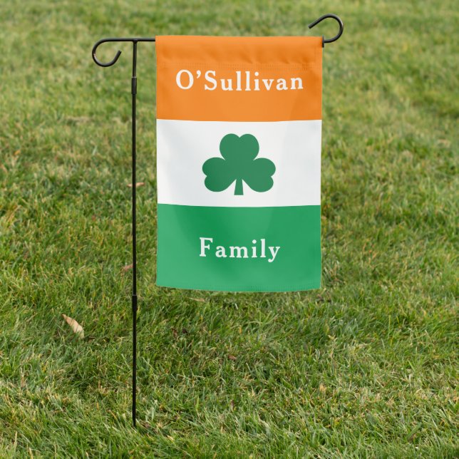 Irish Flag Green Shamrock Family Name (In SItu)