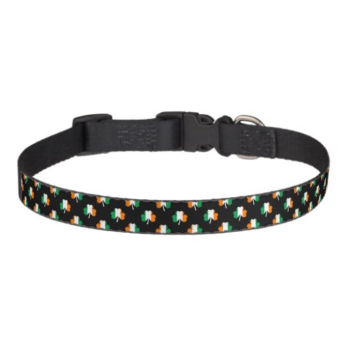 Irish Flag_GreenWhiteOrange_Colored Shamrocks Pet Collar