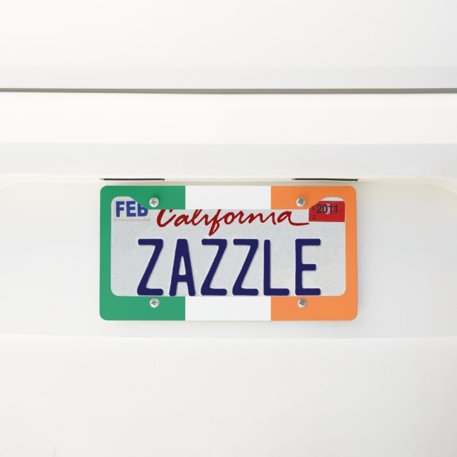 Irish flag green white orange tricolour patriotic license plate frame (On Car)