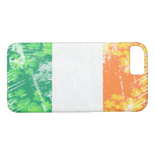 Irish Flag, Grunge Irish Tricolor with Shamrocks iPhone 8/7 Case