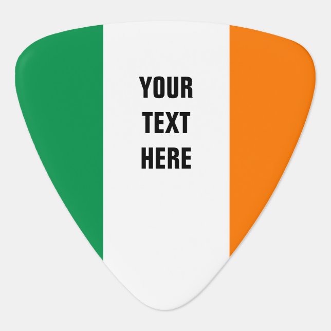Irish flag guitar pick with personalized text (Front)