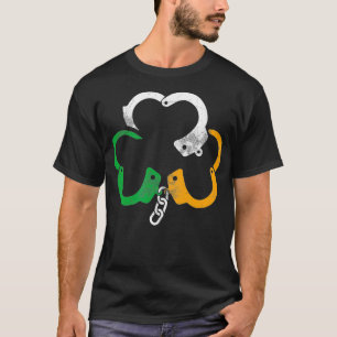 Irish Flag Handcuffs Shamrock Police St Patricks D T-Shirt