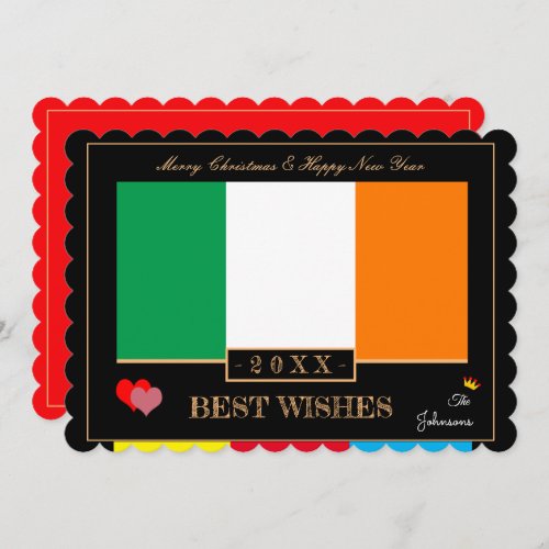 Irish Flag  Happy New YearBest Wishes Ireland Holiday Card