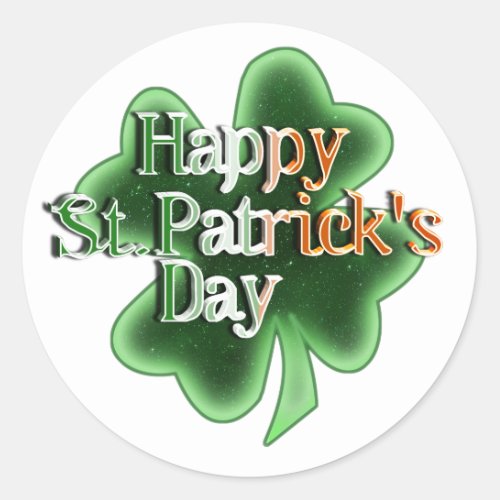 Irish Flag Happy St Patricks Day Classic Round Sticker